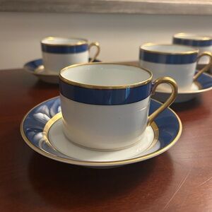 💙Fitz and Floyd Cobalt Blue “Renaissance” Cup and Saucer - Set of 8💙